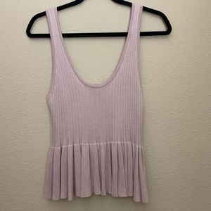 PINK KNIT FLOWY PEPLUM TOP